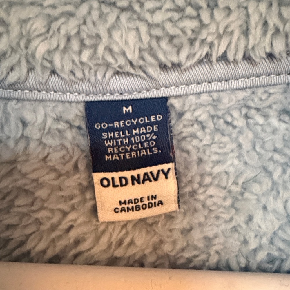Old Navy Light Blue Cropped Teddy Jacket - Picture 2 of 4